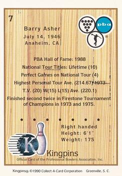 1990 Collect-A-Card Kingpins #7 Barry Asher Back
